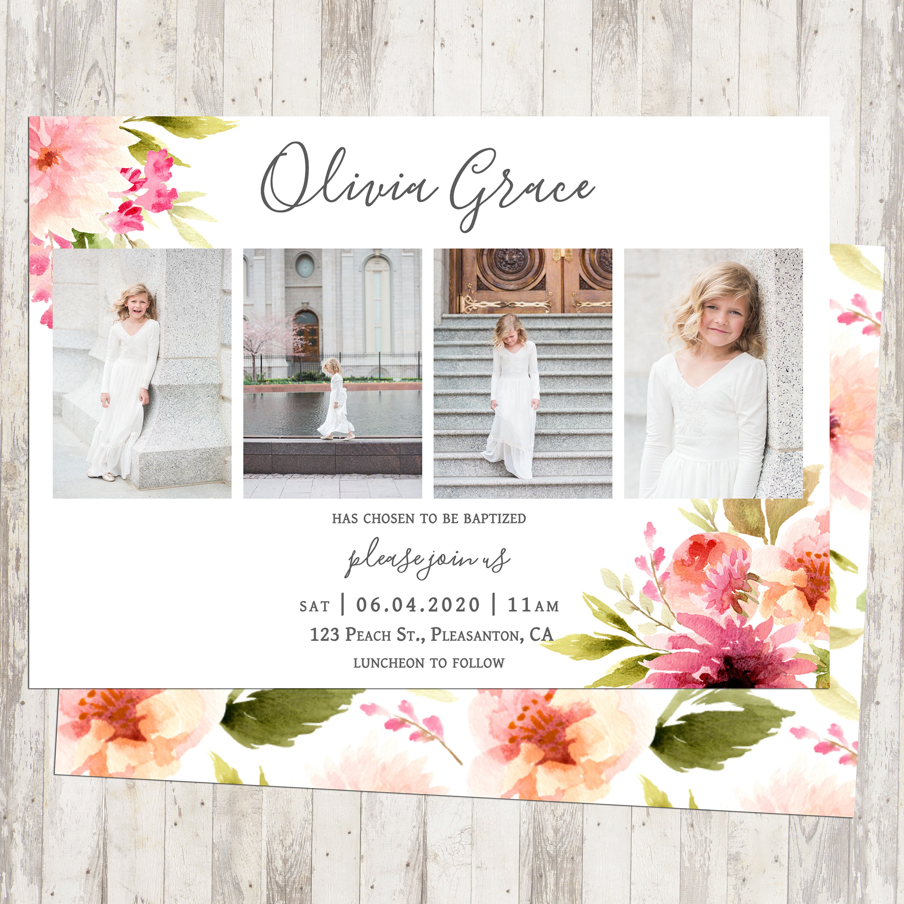 Baptism Invitation Lds Baptism Invite Lds Baptism Etsy