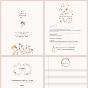 LDS Taufe Erinnerungsbuch druckbar, 8,5 x 11 ", (Instant Download), 13 koordinierende Seiten, Grundschule, Wildblumen
