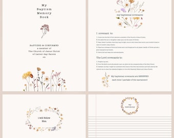 LDS Baptism Memory Book Printable, Wildflower Theme (Digital Download)