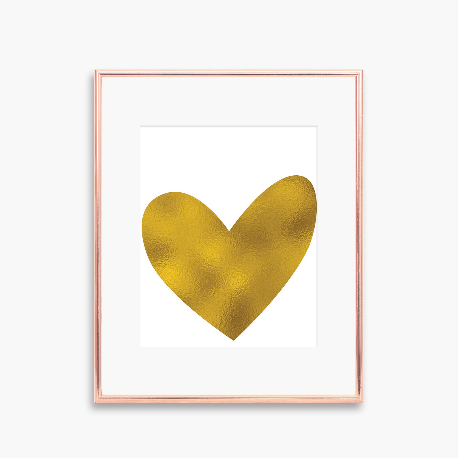 Printable wall art Gold foil print Heart print Gold heart Etsy