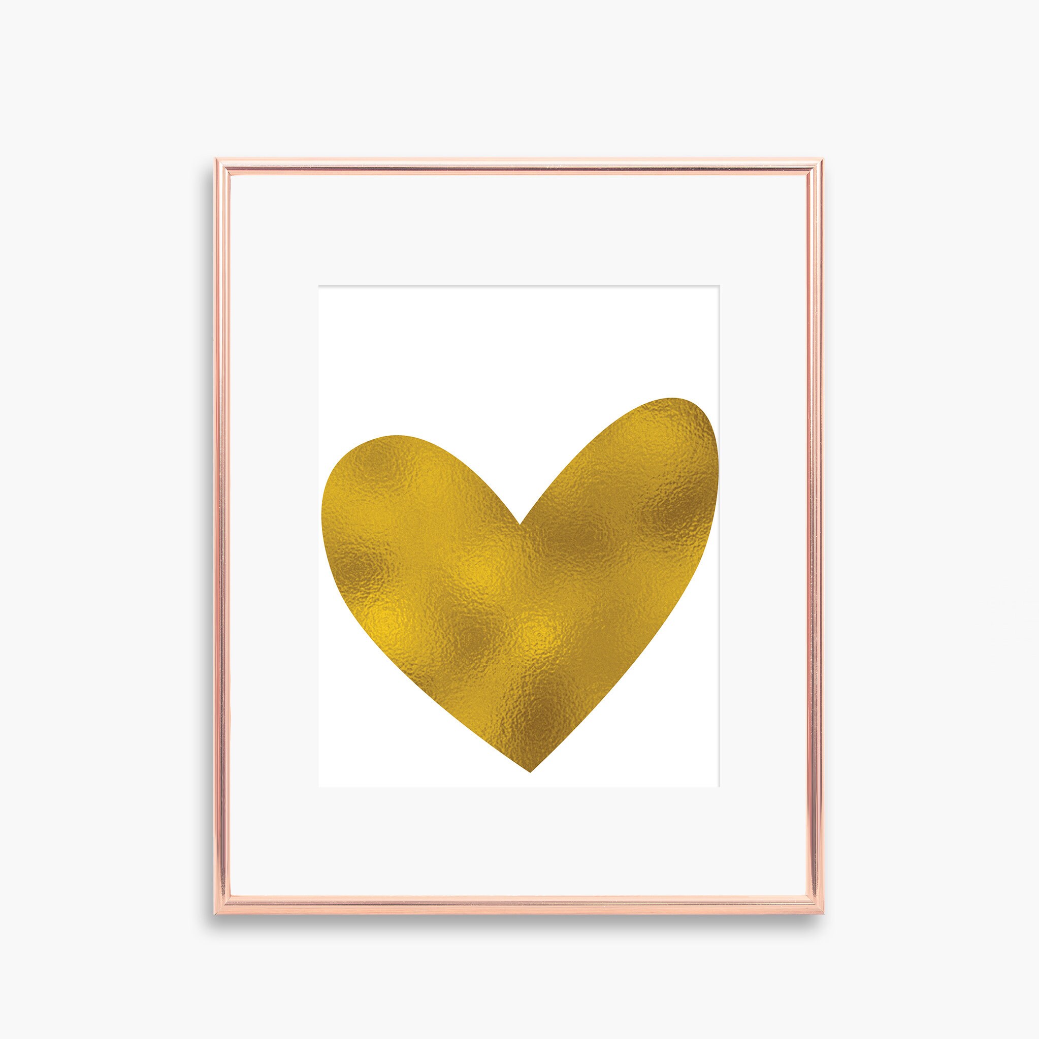 Printable wall art Gold foil print Heart print Gold heart Etsy