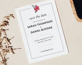 Bloom Wedding Save the Date, customizable stationery and ready to print