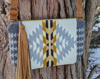 Crossbody purse made with Pendleton® Wool and Leather | Medium crossbody purse | Western style purse