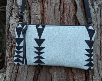 Small crossbody purse | Made with Pendleton Wool® | Shoulder purse | Black and white