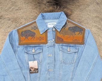 Chaqueta vaquera adornada con lana, denim del suroeste