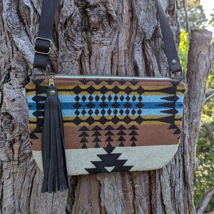 Crossbody purse made with Pendleton® Wool and Leather | Medium crossbody purse | Western style purse