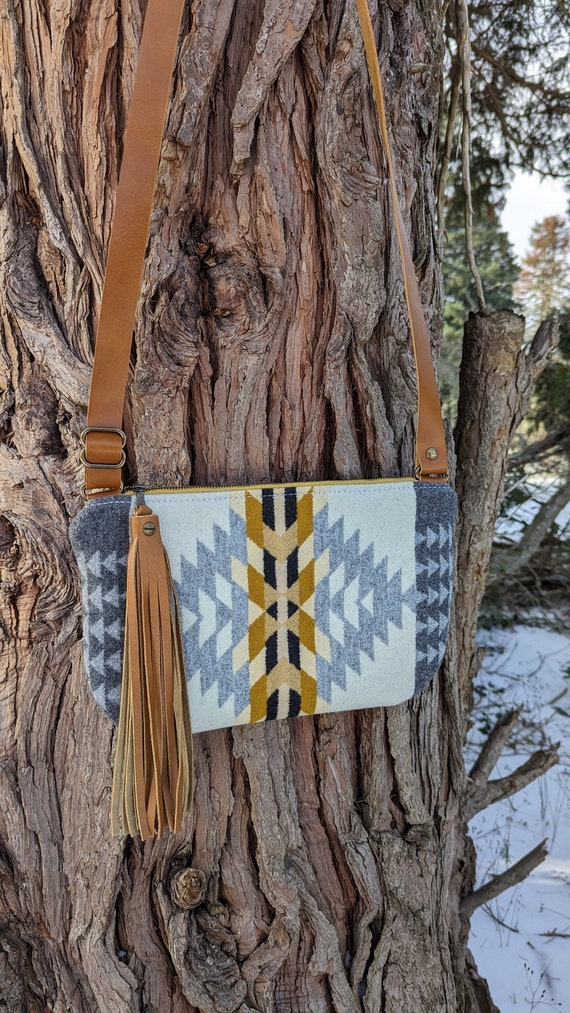 Crossbody purse made with Pendleton® Wool and Leather | Medium crossbody purse | Western style purse