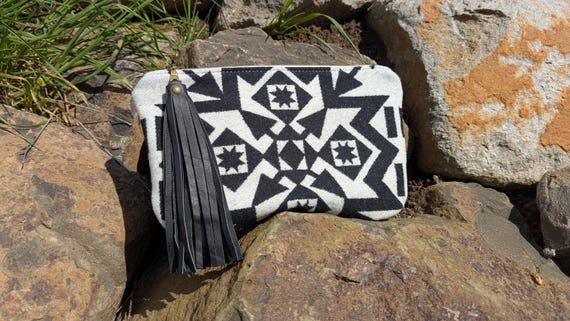 Large clutch made with Pendleton® Wool and Leather