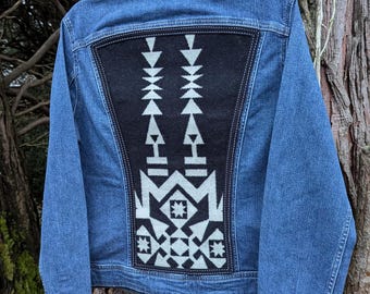 Jeansjacka utsmyckad med Pendleton®-ull, jeansjacka i sydvästlig ull, denimjacka med Pendleton®-ull