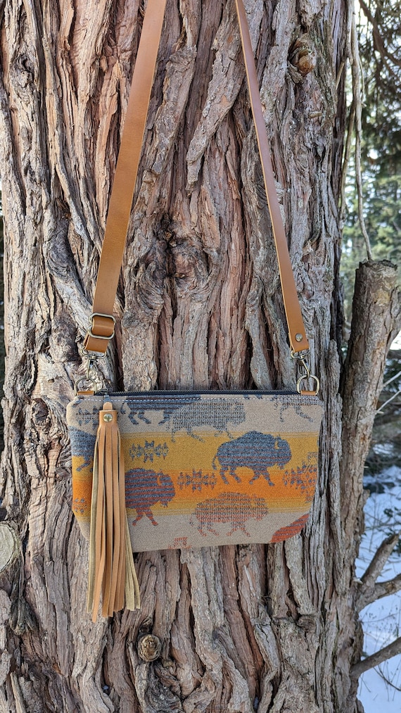 Crossbody purse made with Pendleton® Wool and Leather | Medium crossbody purse | Western style purse