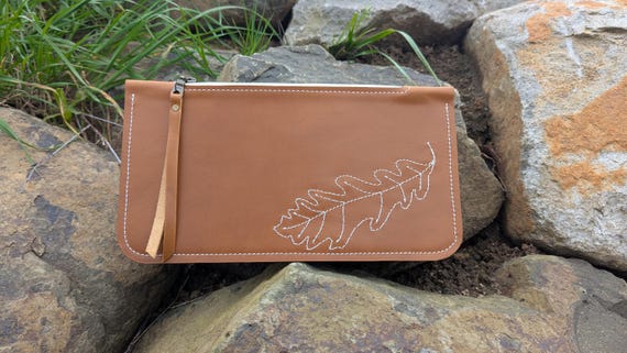 Oak Leaf Clutch, camel tan leather, Handbag, Hand Clutch