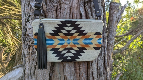 Crossbody purse made with Pendleton® Wool and Leather | Medium crossbody purse | Western style purse