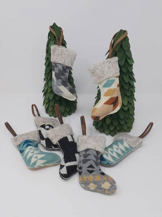 Wool Stocking Christmas Ornaments