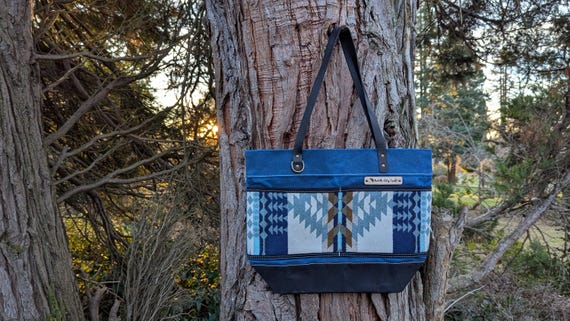 Everyday tote | Large tote bag | Made with Pendleton wool | Waxed canvas | Travel Bag