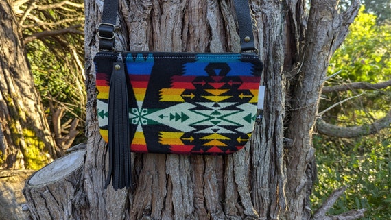 Crossbody purse made with Pendleton® Wool and Leather | Medium crossbody purse | Western style purse