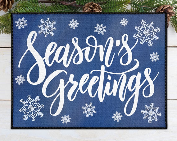 Season S Greetings Door Mat Snowflake Decor Winter Etsy