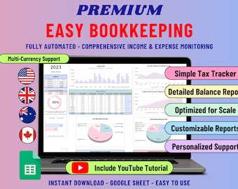 Google Sheets Bookkeeping Template: Small Business Expense & Income Tracker (Digital Download)