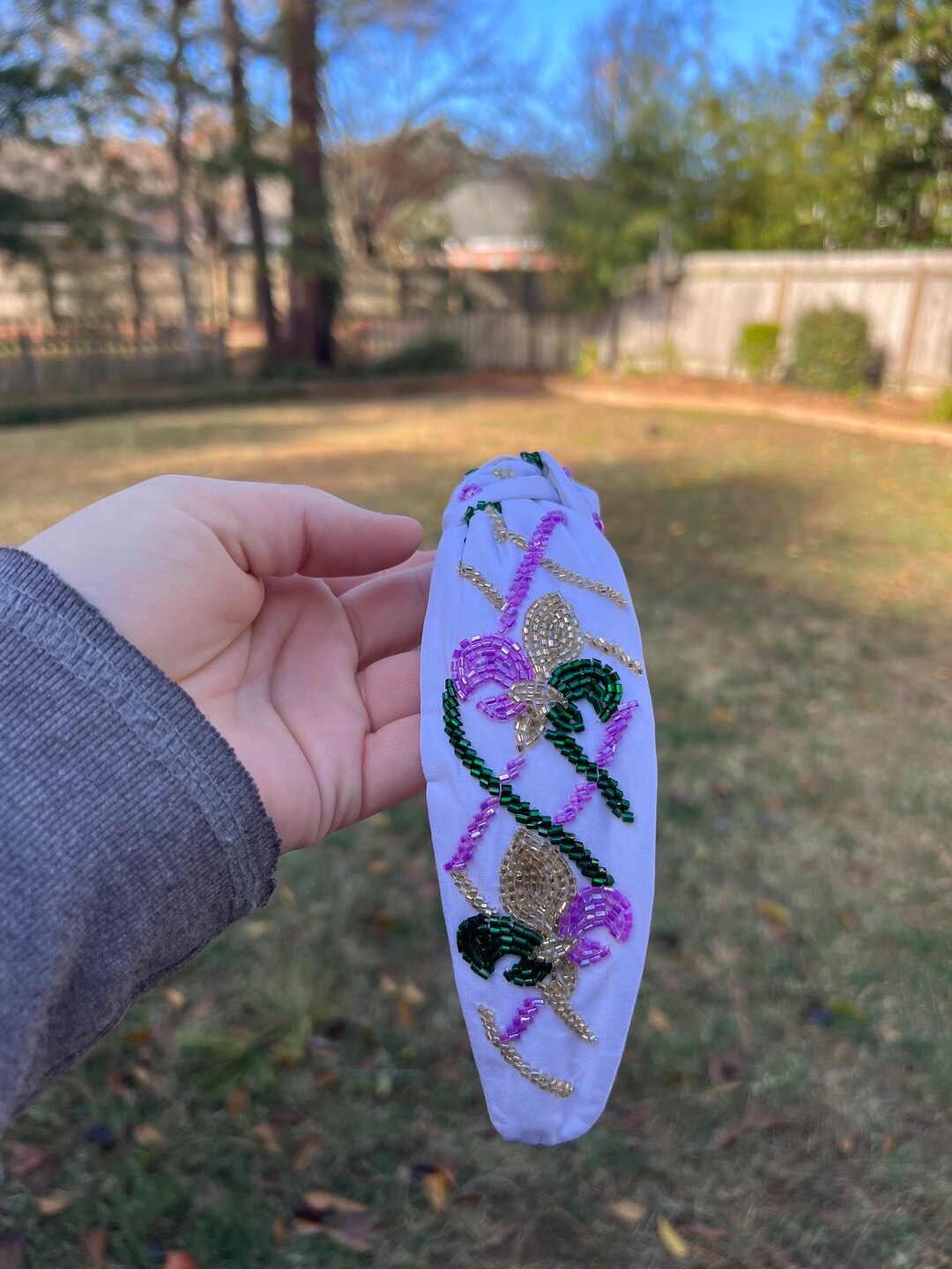 mardi gras knotted headband