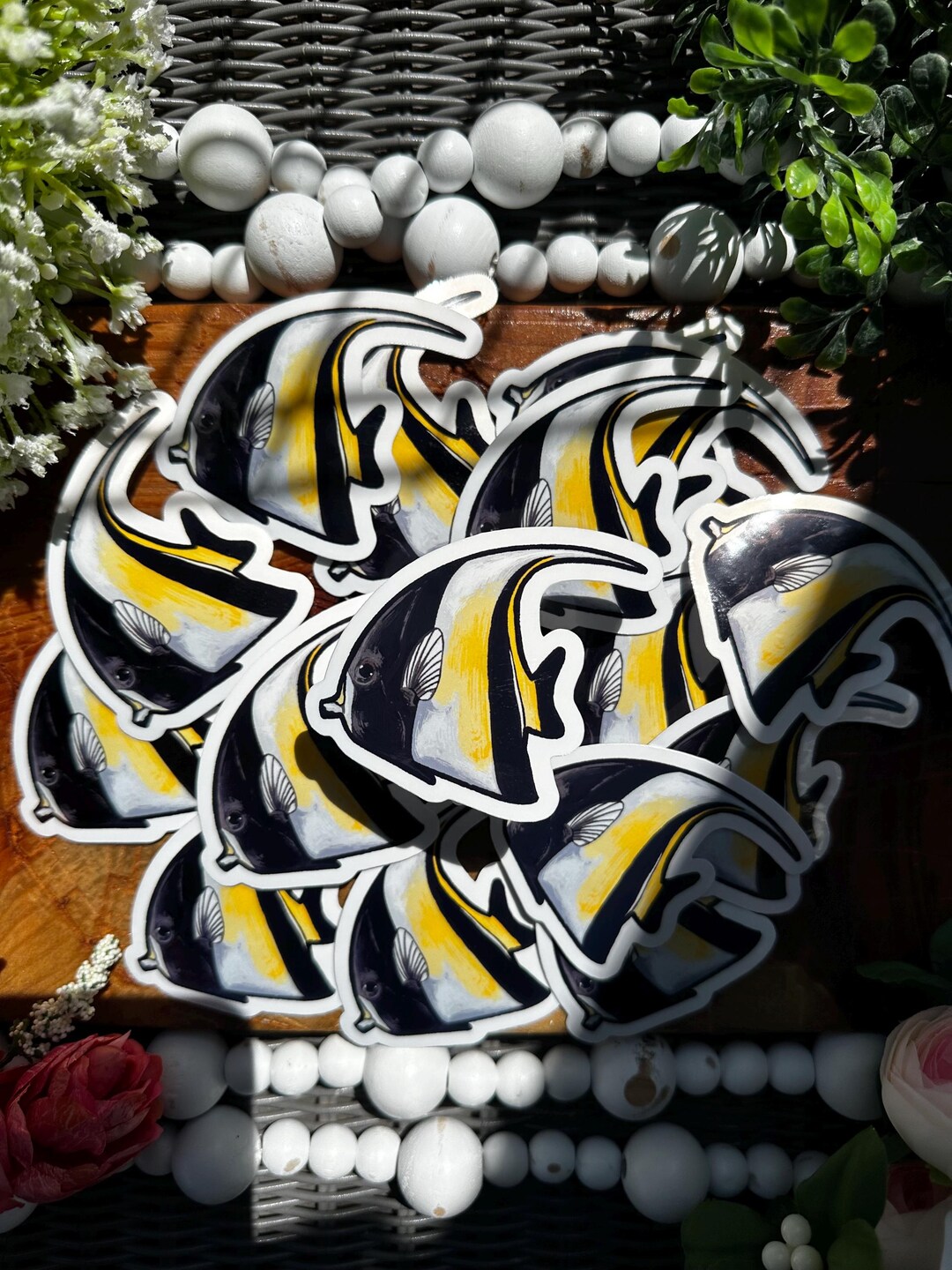 Angel Fish Sticker, Sea Animal Themed, Aquatic Vinyl Sticker, Cute ...