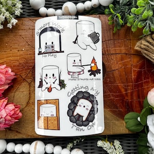 Marshmallow Themed Sticker Sheet. Waterbottle Stickers, Planner Stickers, Gift Ideas, Decorations, Cozy Stickers, Journal Stickers, Food