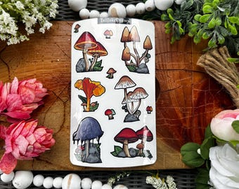 Colorful Mushroom Vinyl Sticker Sheet - Fun and Unique Sticker Sheet for Any Surface!
