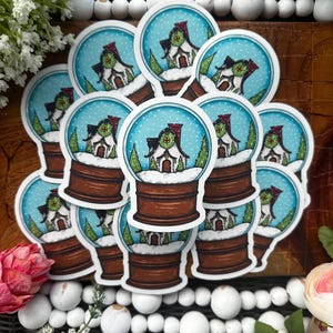 Kerst Snowglobe sticker, journaling sticker, leuk cadeau voor iedereen, geweldig als decoratie, planner sticker, feestdagen, winter vibes