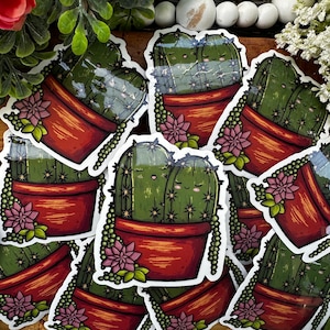 Pegatina de cactus durmiente, pegatina de diario, regalo divertido para todos, pegatinas de botellas de agua, pegatina de plantas, ideal para decorar, cactus