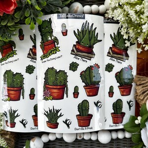 Hoja de pegatinas con temática de cactus, pegatinas de diario, regalos divertidos para todos, pegatinas de botellas de agua, decoración linda, cactus, pegatinas de plantas