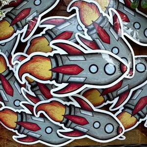 Raketsticker, dagboeksticker, leuk cadeau voor iedereen, Sci-Fi-sticker, technische sticker, geweldig voor decoratie, gezellige stickers, ruimte, aliens