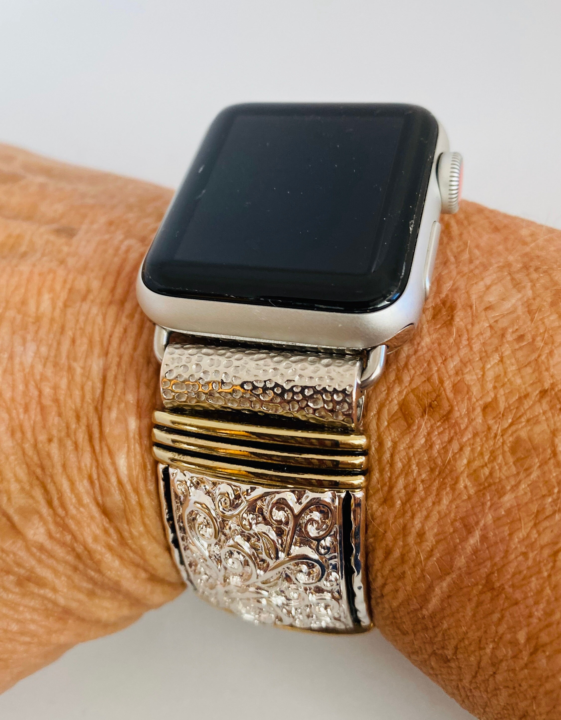 Apple Watch Band 38mm | iWatch band 38mm Women's | Silver | Beaded Apple Watch Band | Handmade