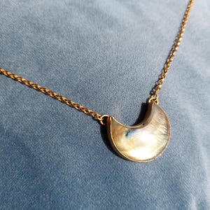 SALE Crescent Moon Labradorite Gemstone Gold Vermeil Pendant and Chain Unique Handmade