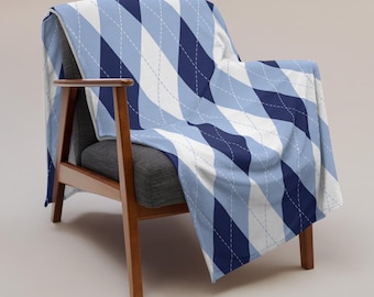 Blaue Argyle-Druck-Decke von Carolina