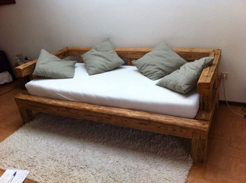 Canapé-lit en bois de récupération Canapé en bois de récupération 115 x 222 cm Canapé unique de luxe image 1