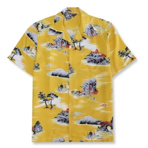 Hawaiian B ra d Pi tt y ell ow C liff Bo oth In Once Up on a Time in Hol lywoo d Shirt, image 1