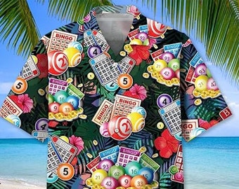 Lucky Bingo Hawaiian Shirt, Bingo Cadeaus voor mannen, Funny Bingo Shirt, bingo minnaar shirt, bingo speler cadeau, bingo queen shirt, Casino Shirt