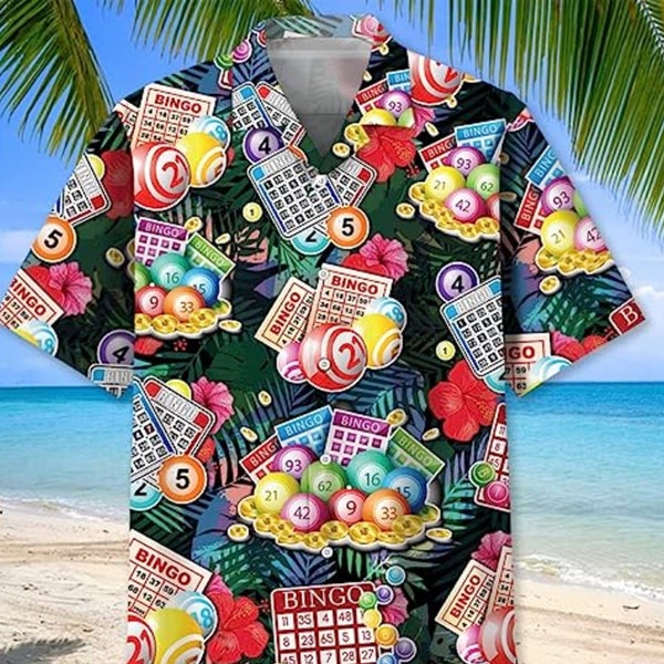 Lucky Bingo Hawaiian Shirt, Bingo Gifts for Men, Funny Bingo Shirt, bingo lover shirt, bingo player gift, bingo queen shirt, Casino Shirt