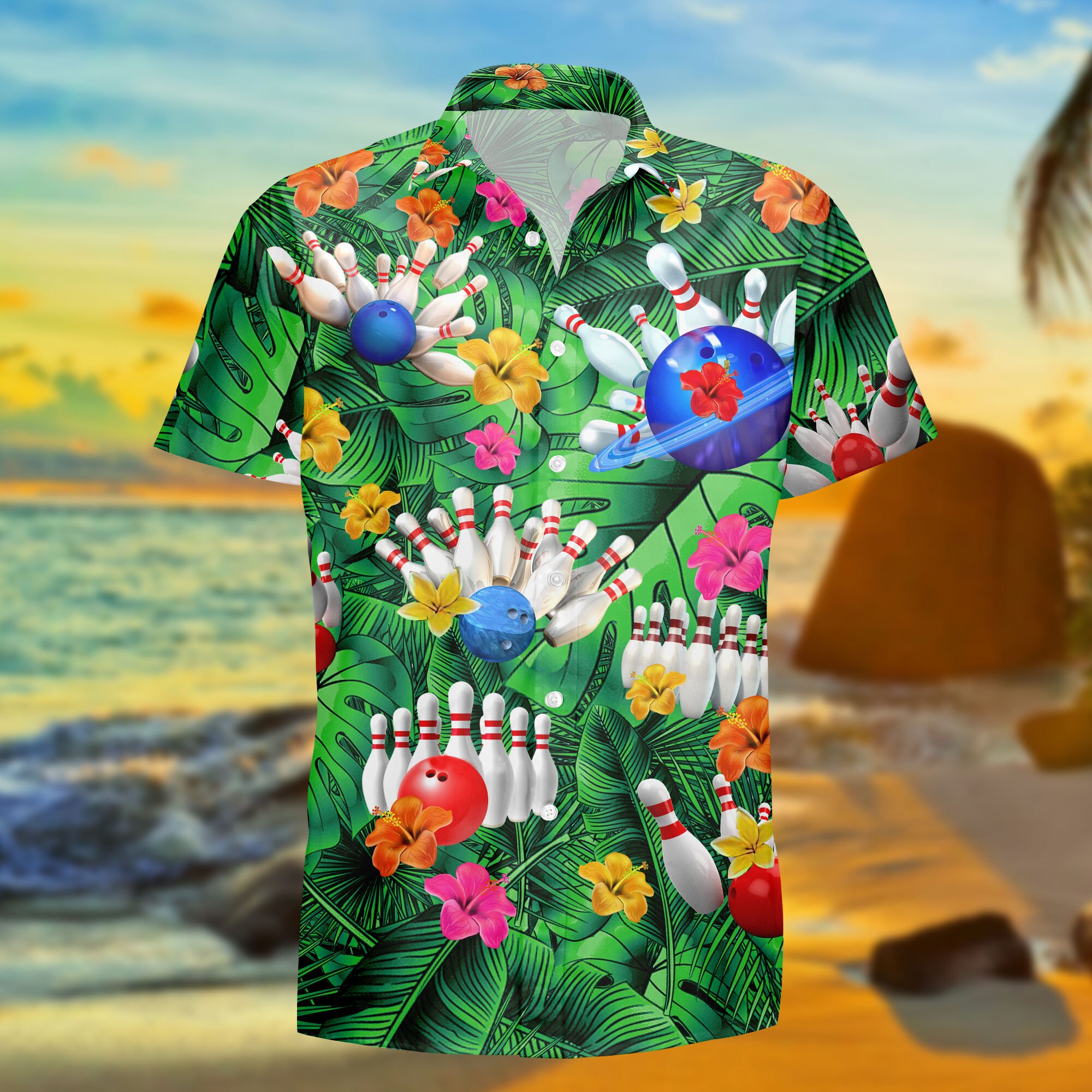 Hawaii Print Bowling Shirt