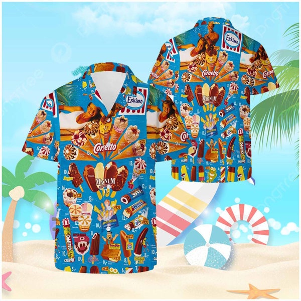chemise hawaïenne Ice Cream Beach vintage des années 90,
