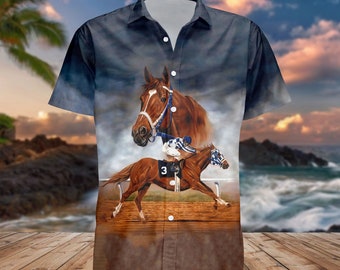 Secretariat Horse Racing Hawaii Shirt, Aloha Kentucky Derby Shirt, Race Horse Shirt, Kentucky Derby Festival Hawaiian, Lucky Derby Shirt