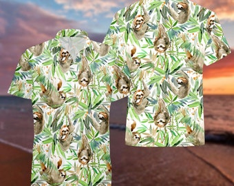 Sloth Hawaiian Shirts, Animal Lover Shirt, Sloth Lover Shirt, Animal Lover Gift, Lazy Sloth Shirts , Meditating Sloth Tee