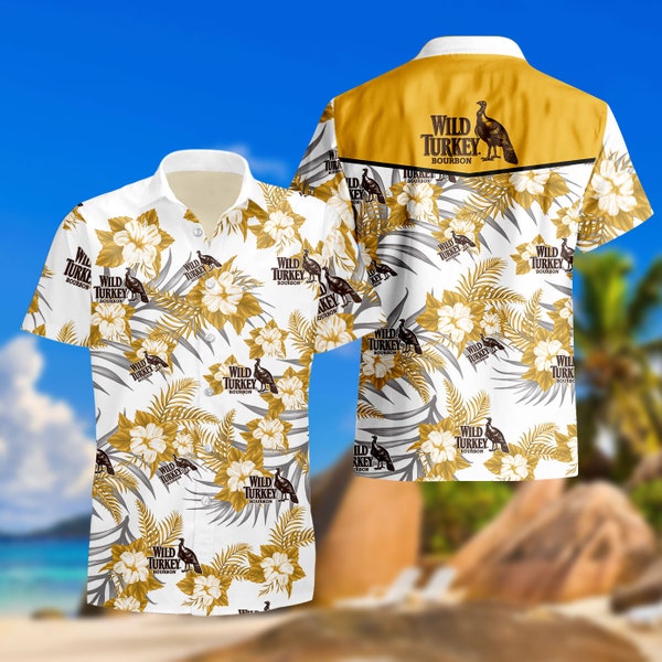 Wild Tur key Bour bon Beach Hawaiian Shirt,