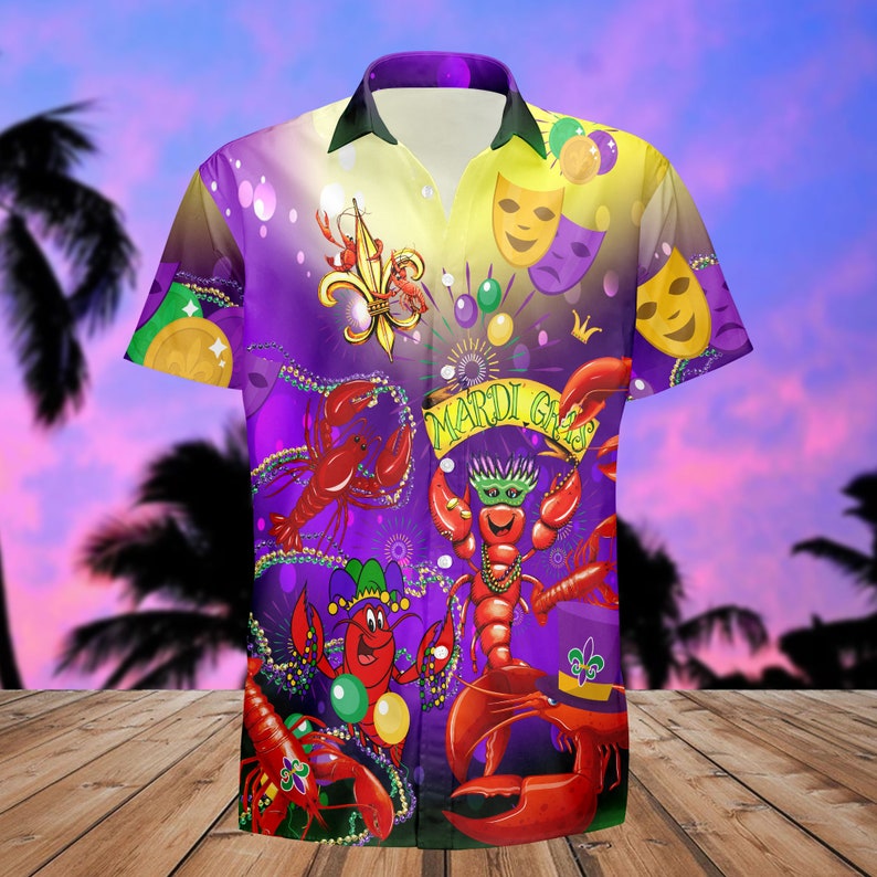 mens mardi gras hawaiian shirt