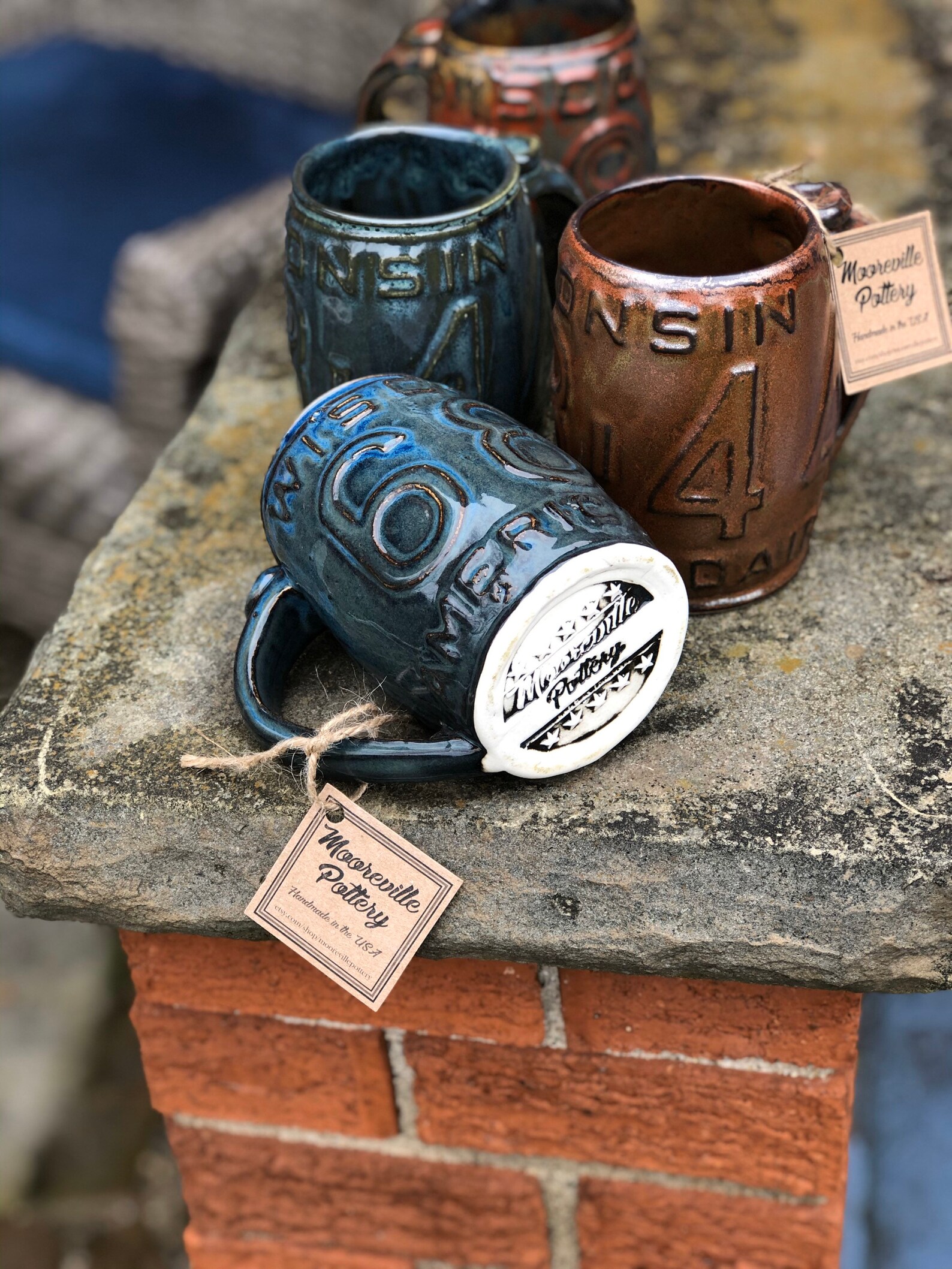 Wisconsin License Plate Mug Gift Mooreville Pottery Coffee Etsy