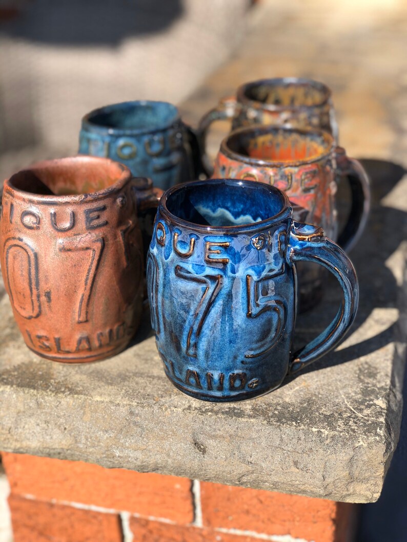Rhode Island License Plate Mug Unique Pottery Coffee Mug Etsy