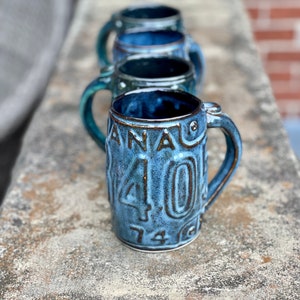 Indiana, License Plate Mug, Unique Pottery, Coffee Mug, Ceramic Mug, Handmade Pottery, Ceramic Art, Mooreville Pottery, Indiana, Indiana Mug