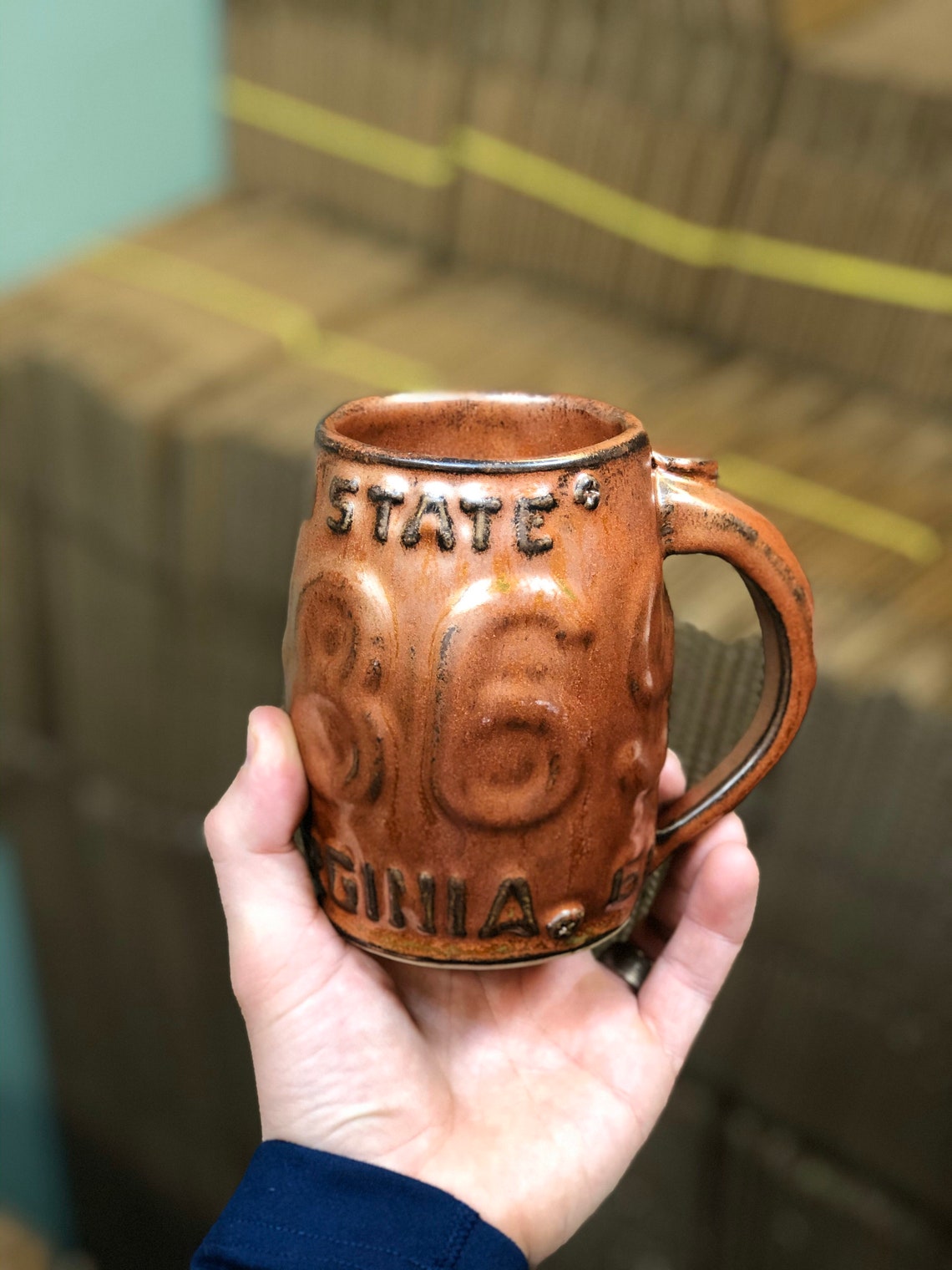 West Virginia License Plate Mug Unique Pottery Coffee Mug Etsy