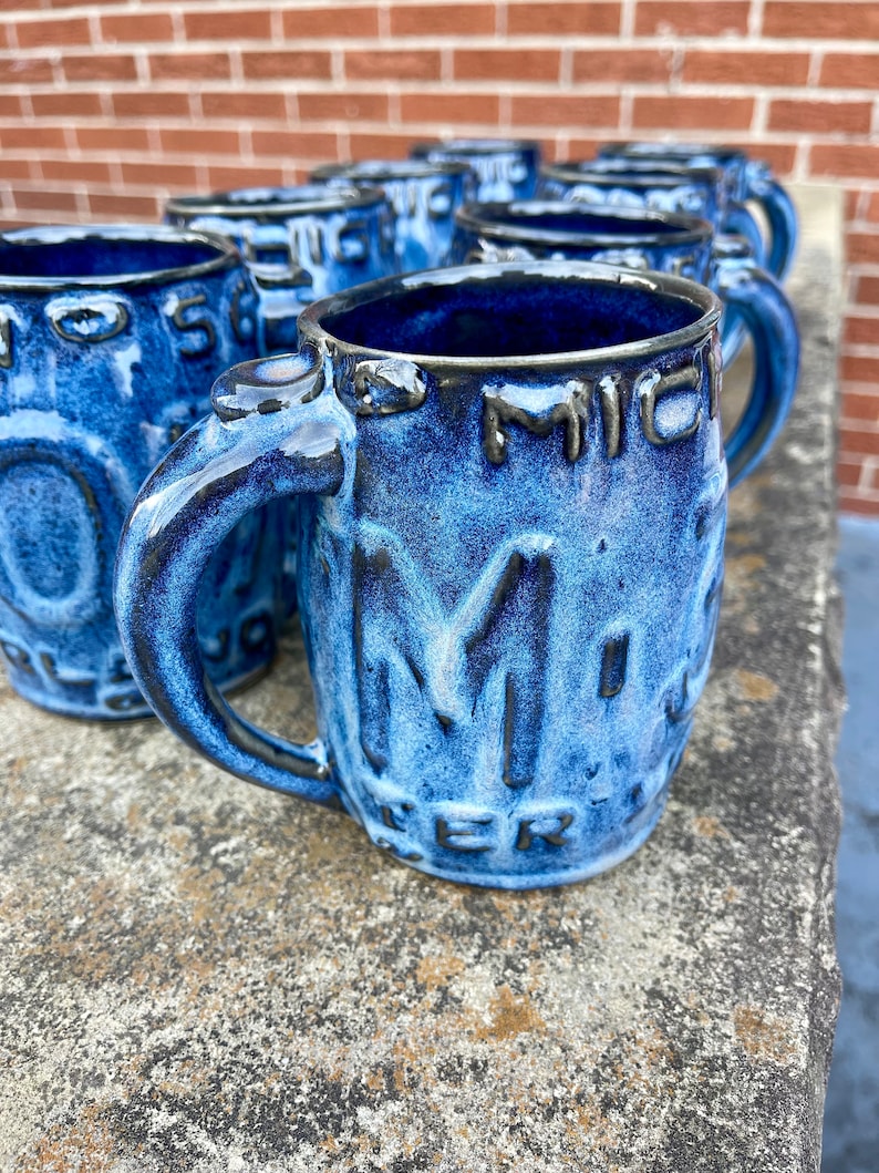 Michigan, License Plate Mug, Unique Pottery, Coffee Mug, Ceramic Mug, Handmade Pottery, Ceramic Art, Mooreville Pottery, Michigan, Pottery image 5