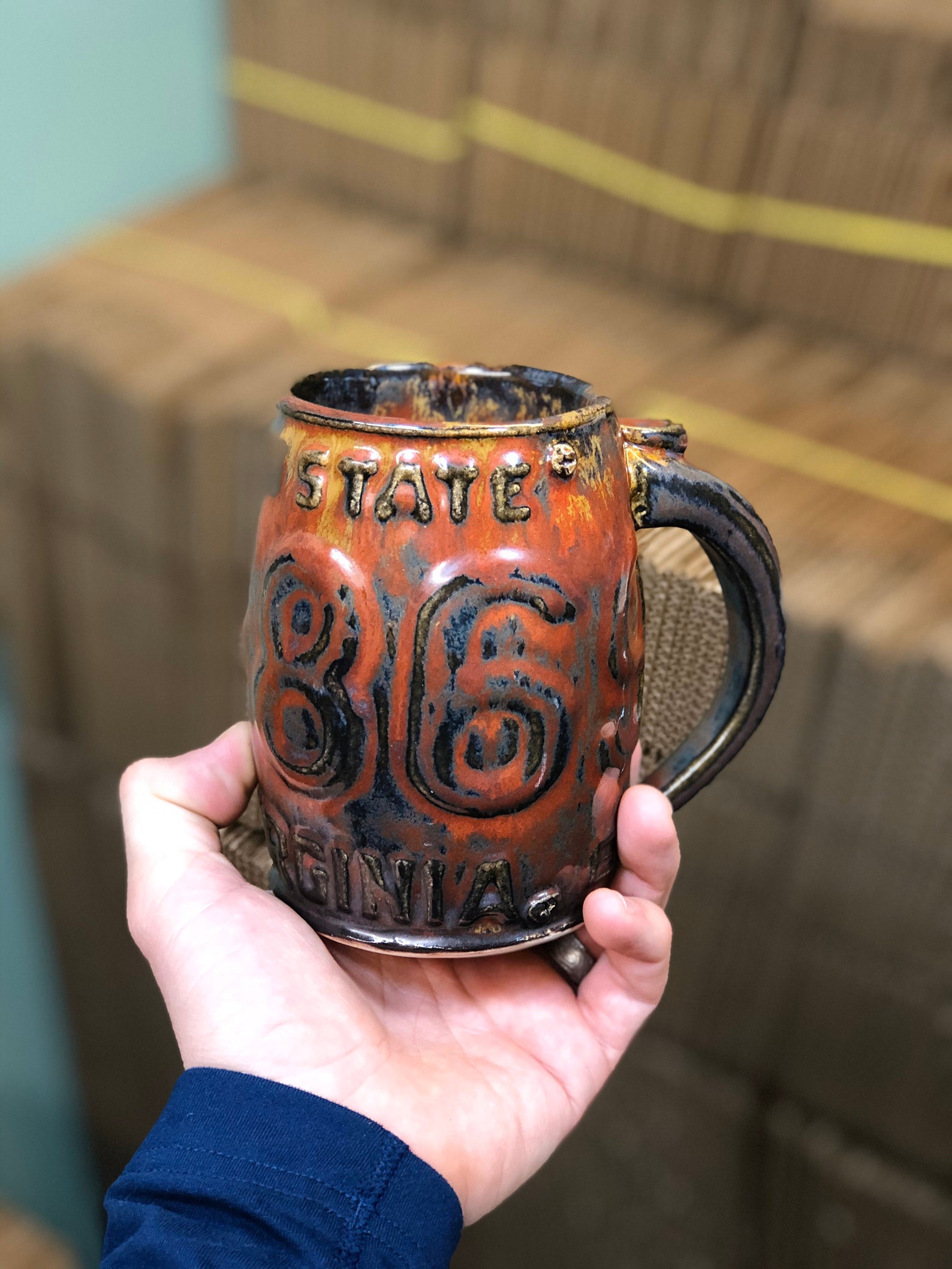 West Virginia License Plate Mug Unique Pottery Coffee Mug Etsy