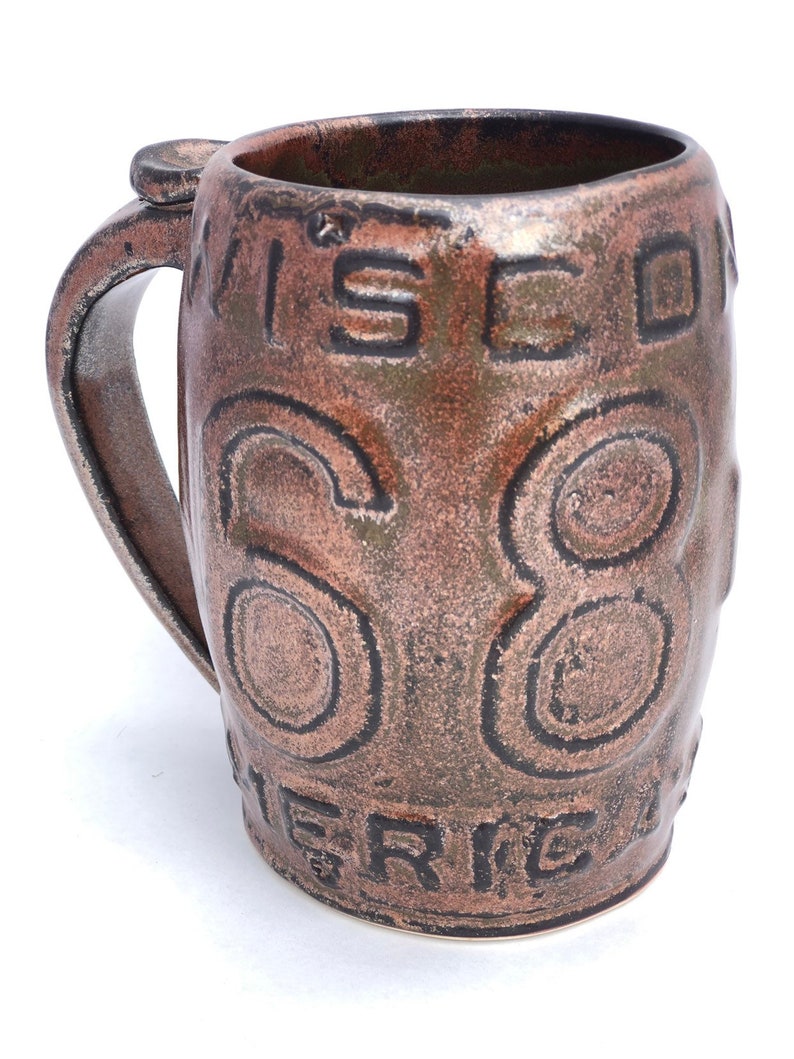 Wisconsin License Plate Mug Gift Mooreville Pottery Coffee Etsy