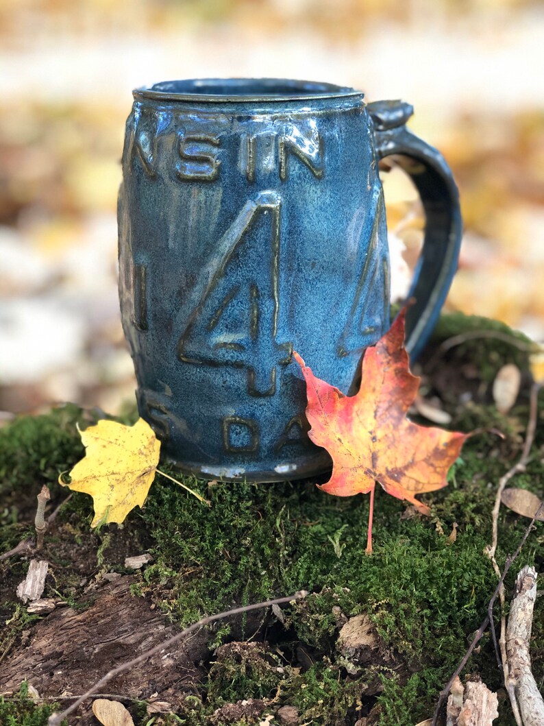 Wisconsin License Plate Mug Gift Mooreville Pottery Coffee Etsy